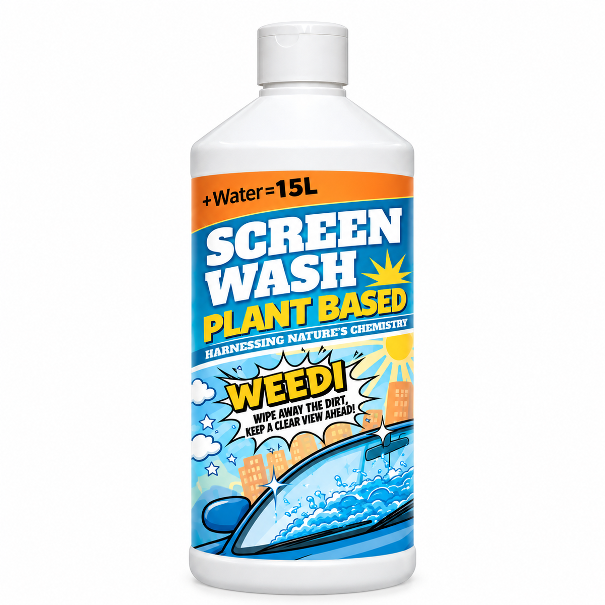 Plant Based Eco Car Screen Wash Concentrate - Streak-Free, Powerful Dirt & Debris Removal