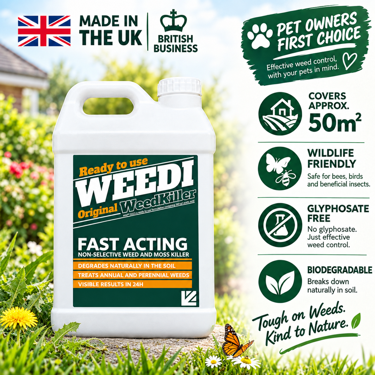 Weedi Original Weed Killer  |  Glyphosate Free   (5 Litre Refill)